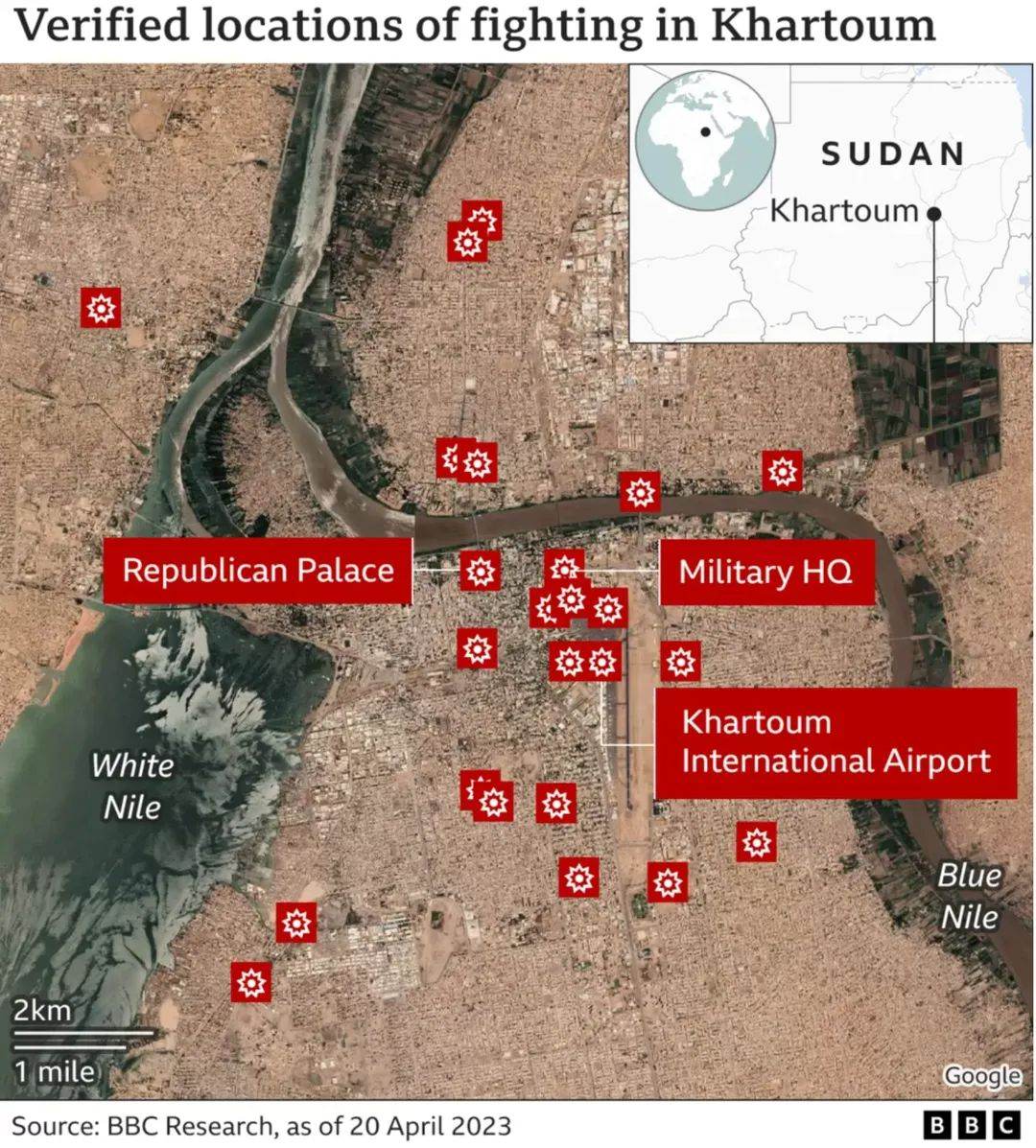 We have verified videos of fighting and spoken to fleeing residents to map the violence in Sudan's capitalm